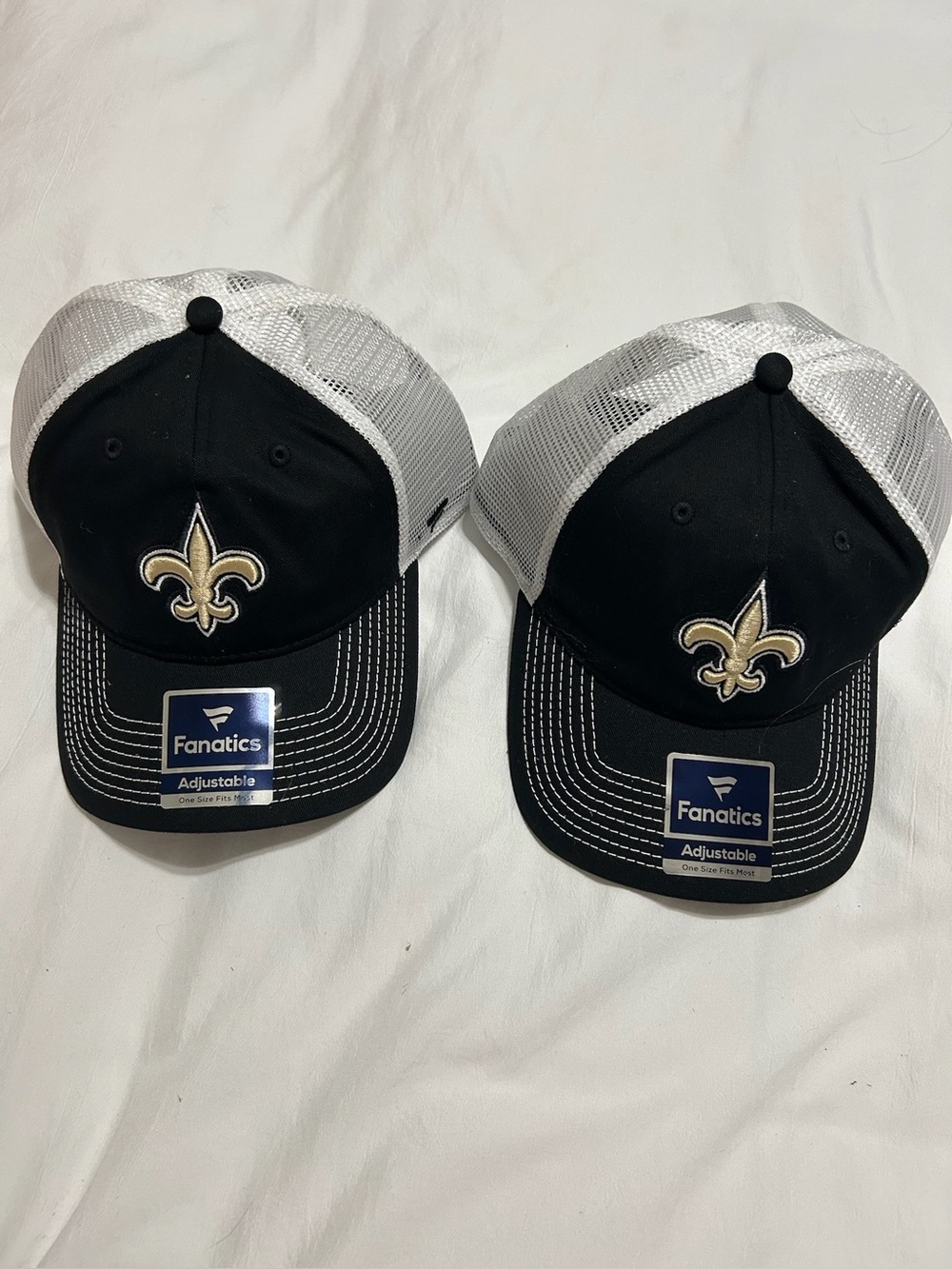 Fanatics Black and White Mesh Trucker Hat with Fleur-de-lis